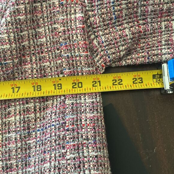 335A) Bagatelle Tweed Pink Black Off White Cropped Single Button Blazer Sz 14 - Picture 5 of 7